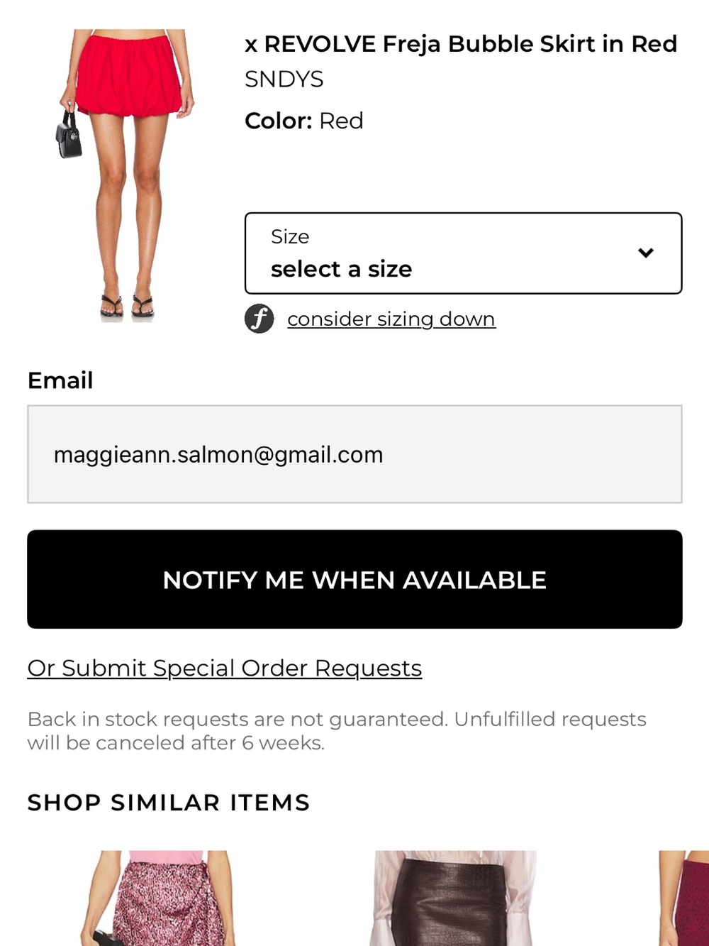 REVOLVE x SNDYs Bubble Mini Skirt in Red